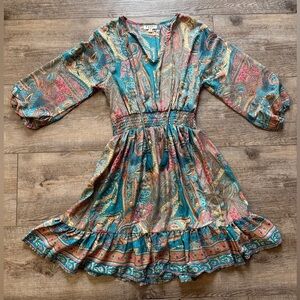 Bohemian Paisley Dress with Smocked Waist